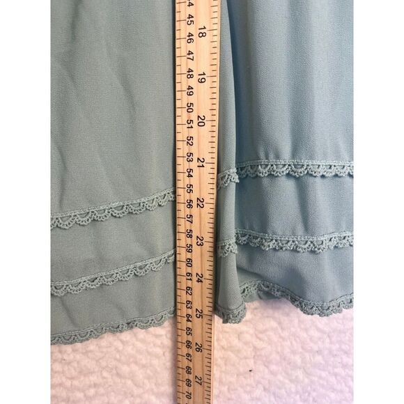 Tobi Womens Ruffle Dress Blue/Green Tie Shoulder Strap Mini Tiered‎ Size Medium - Picture 6 of 8